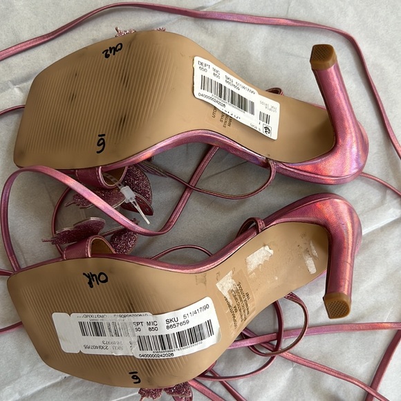 Steve madden Utopia Metallic Butterfly Embellished Ankle Wrap Dress Sandals - Picture 11 of 13